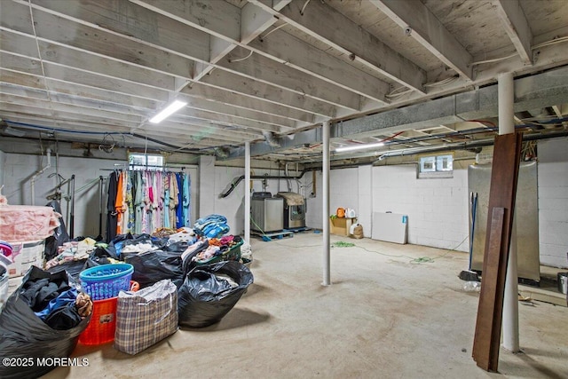 519 Gilford Ave, Toms River, NJ 08753 - unfinished below grade area with refrigerator and washer and clothes dryer