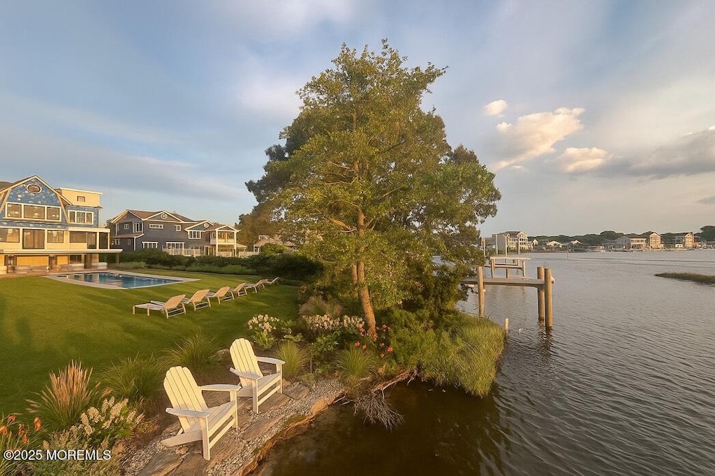 1623 Northstream Pkwy, Point Pleasant, NJ 08742 - dock area featuring a yard, an outdoor pool, and a water view