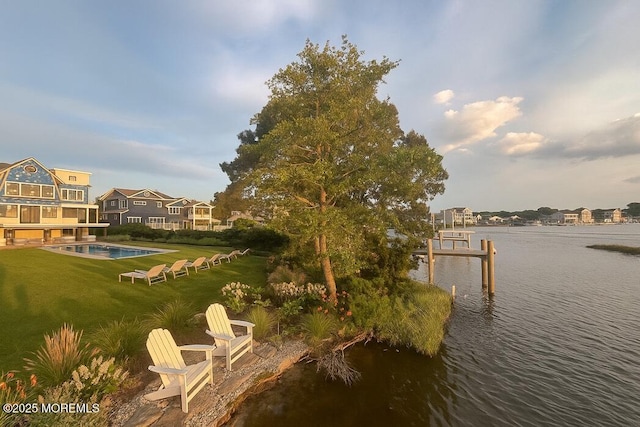 1623 Northstream Pkwy, Point Pleasant, NJ 08742 - dock area featuring a yard, an outdoor pool, and a water view