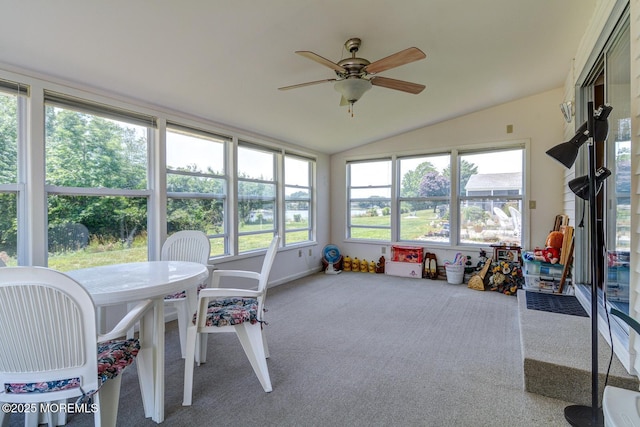 861 Jamaica Blvd, Toms River, NJ 08757 - sunroom / solarium featuring a ceiling fan, vaulted ceiling, carpet floors, and outdoor dining space