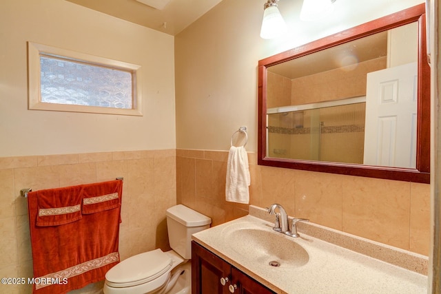 861 Jamaica Blvd, Toms River, NJ 08757 - bathroom with a shower stall, vanity, and tile walls