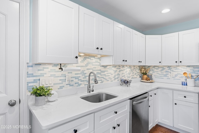 1523 Marconi Rd, Wall, NJ 07719 - kitchen with dishwasher, backsplash, white cabinets, recessed lighting, and light stone counters