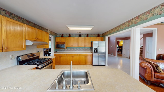 5 Samantha Dr, Monroe, NJ 08831 - kitchen with appliances with stainless steel finishes, under cabinet range hood, and light countertops