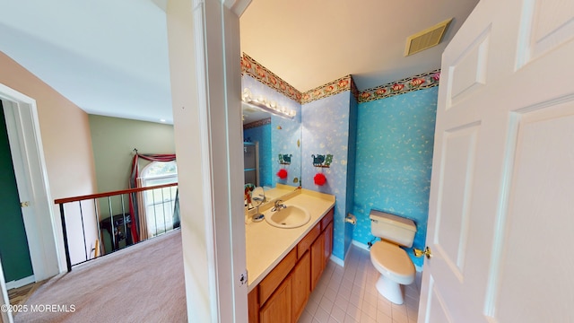 5 Samantha Dr, Monroe, NJ 08831 - bathroom featuring vanity, wallpapered walls, and tile patterned floors