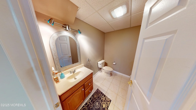 5 Samantha Dr, Monroe, NJ 08831 - half bath with a paneled ceiling, tile patterned floors, and vanity
