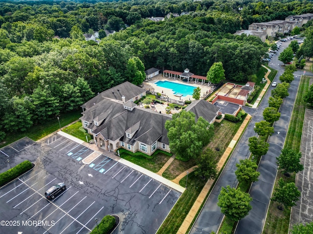 632 Sophee Ln, Lakewood, NJ 08701 - aerial view of property's location featuring a pool area and a heavily wooded area