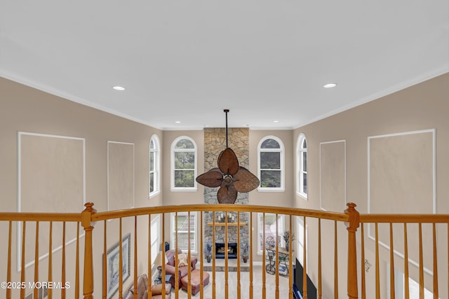 329 Valley View Cir, Freehold, NJ 07728 - hallway with recessed lighting and crown molding