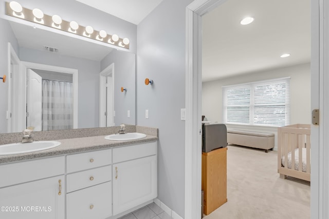 329 Valley View Cir, Freehold, NJ 07728 - bathroom featuring double vanity and recessed lighting