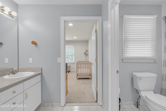 329 Valley View Cir, Freehold, NJ 07728 - ensuite bathroom featuring vanity, recessed lighting, and tile patterned flooring
