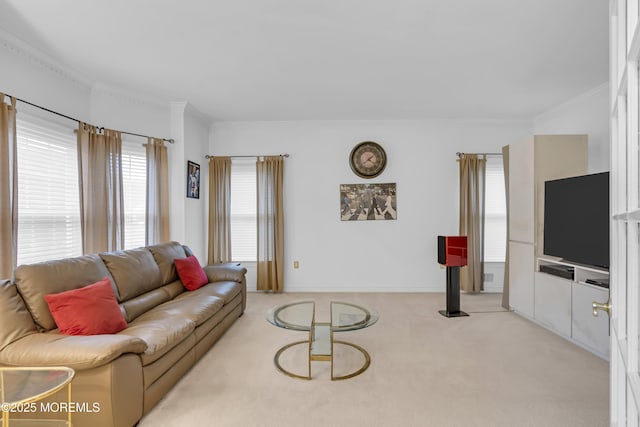 329 Valley View Cir, Freehold, NJ 07728 - living room featuring crown molding and light carpet