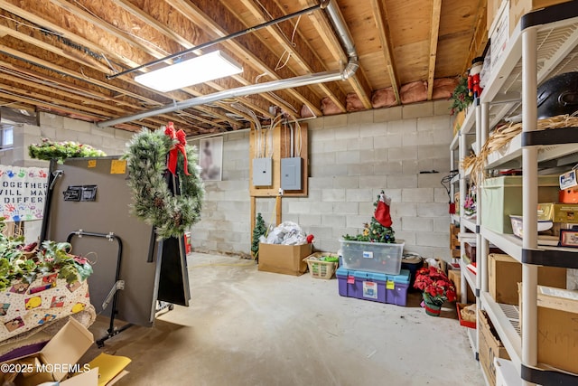 329 Valley View Cir, Freehold, NJ 07728 - unfinished basement with electric panel and concrete block wall