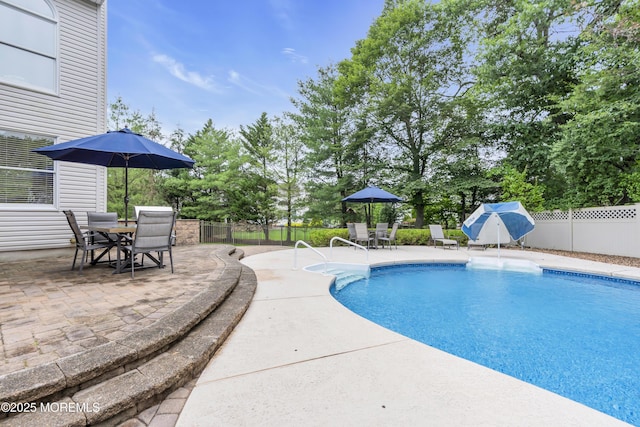 329 Valley View Cir, Freehold, NJ 07728 - view of pool with a fenced backyard, a patio, and outdoor dining space