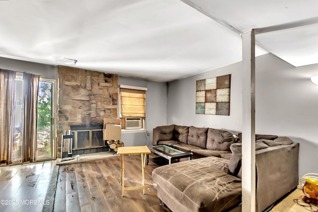 74 Fieldcrest Way, Hazlet, NJ 07730 - living area with hardwood / wood-style floors and a fireplace