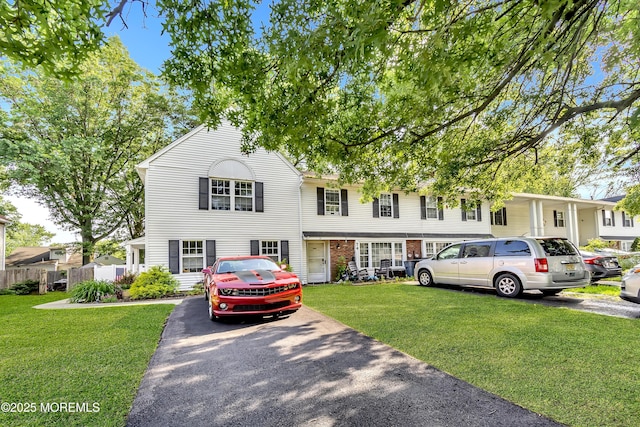 74 Fieldcrest Way, Hazlet, NJ 07730 - view of property with driveway, a front lawn, and brick siding