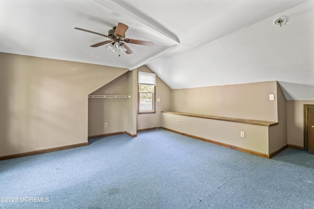 76 9th St, Belford, NJ 07718 - bonus room featuring carpet floors, a ceiling fan, and vaulted ceiling