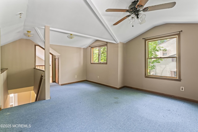 76 9th St, Belford, NJ 07718 - unfurnished room featuring lofted ceiling, carpet floors, and ceiling fan