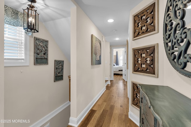 14 Seadrift Ave, Highlands, NJ 07732 - corridor featuring wood finished floors, a chandelier, and recessed lighting
