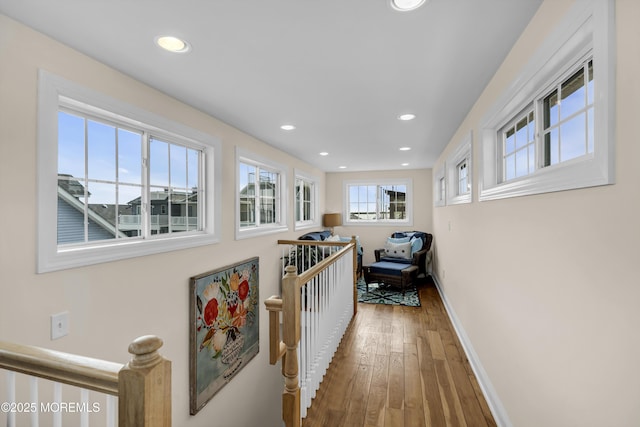 14 Seadrift Ave, Highlands, NJ 07732 - corridor featuring an upstairs landing, hardwood / wood-style flooring, and recessed lighting