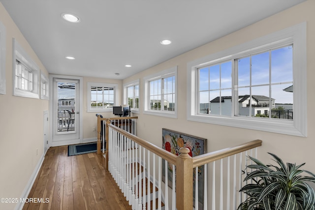 14 Seadrift Ave, Highlands, NJ 07732 - hallway with hardwood / wood-style flooring, an upstairs landing, and recessed lighting