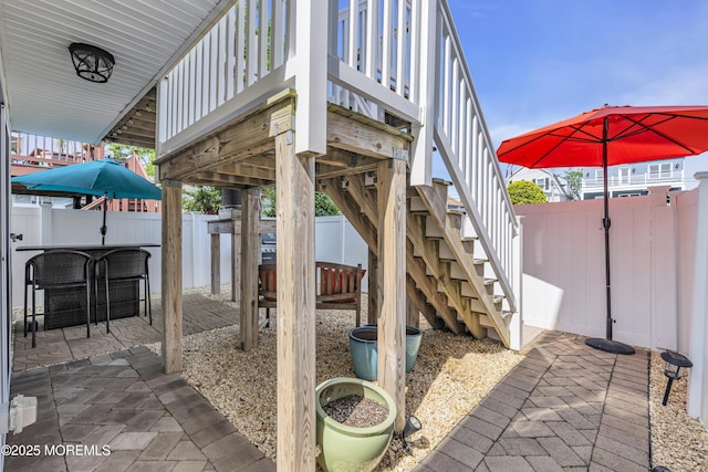 14 Seadrift Ave, Highlands, NJ 07732 - fenced backyard featuring stairs and a patio