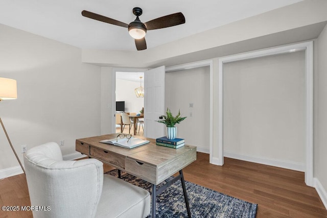 8 Eunice Ter, West Long Branch, NJ 07764 - office with a ceiling fan and wood finished floors