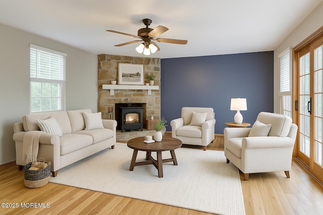 143 Siloam Rd, Freehold, NJ 07728 - living area featuring plenty of natural light, light wood-style flooring, and a ceiling fan