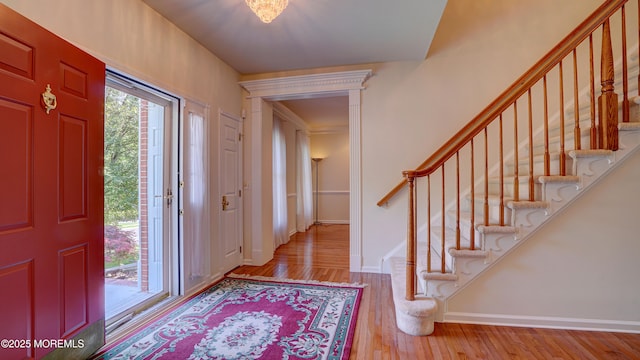 88 Vanderveer Dr, Basking Ridge, NJ 07920 - entryway featuring wood finished floors and stairway