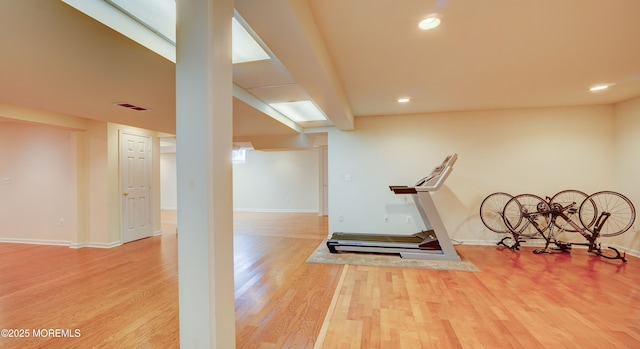 88 Vanderveer Dr, Basking Ridge, NJ 07920 - workout area featuring wood finished floors and recessed lighting