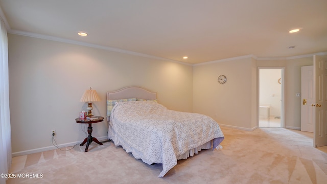 88 Vanderveer Dr, Basking Ridge, NJ 07920 - bedroom with light colored carpet, recessed lighting, and crown molding