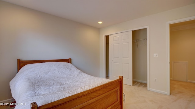 88 Vanderveer Dr, Basking Ridge, NJ 07920 - bedroom featuring a closet, light carpet, and recessed lighting