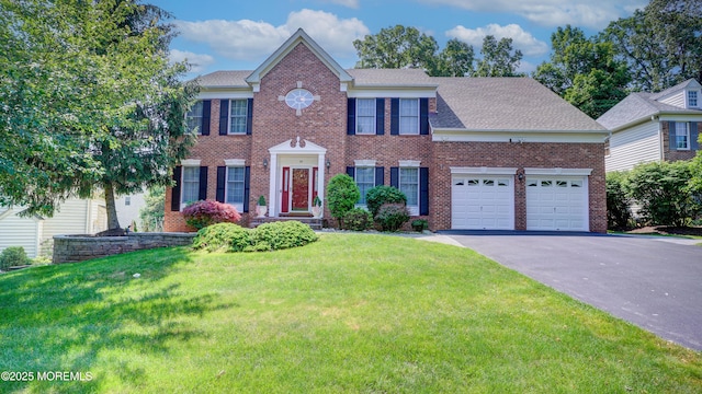 88 Vanderveer Dr, Basking Ridge, NJ 07920 - colonial home featuring driveway, brick siding, a front yard, and an attached garage