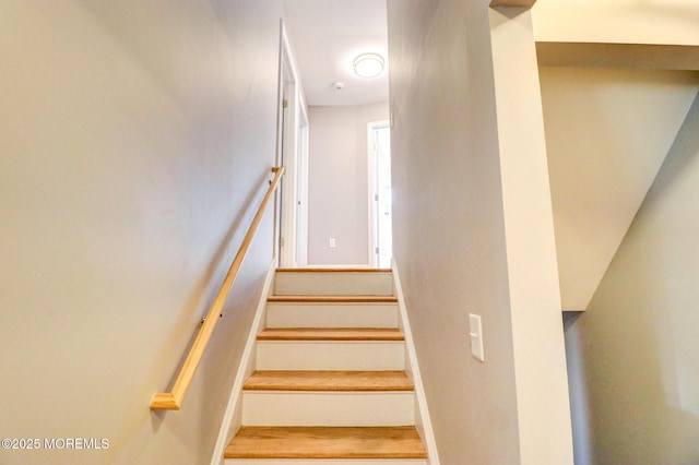 42 Cherry Tree Farm Rd, Middletown, NJ 07748 - stairway with baseboards and wood finished floors