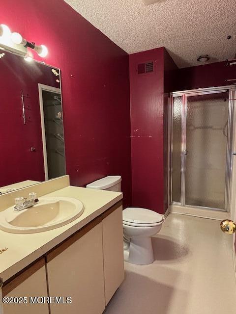 133 Sunnymede St, Englishtown, NJ 07726 - full bathroom with vanity, a shower stall, and a textured ceiling