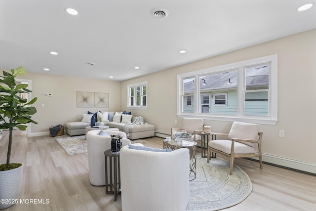 696 Jamaica Blvd, Toms River, NJ 08757 - living room with wood finished floors, recessed lighting, and a baseboard heating unit