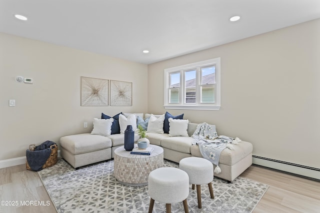 696 Jamaica Blvd, Toms River, NJ 08757 - living room with wood finished floors, baseboard heating, and recessed lighting