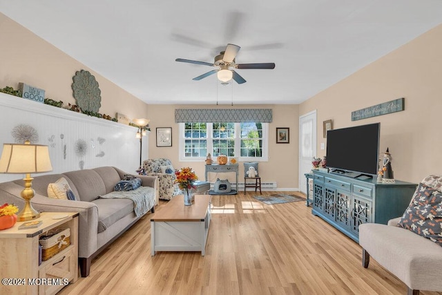 8 Wisconsin Ln, Whiting, NJ 08759 - living area with a ceiling fan and wood finished floors
