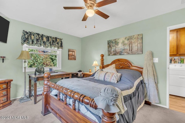 8 Wisconsin Ln, Whiting, NJ 08759 - bedroom with light colored carpet, washer / dryer, and a ceiling fan