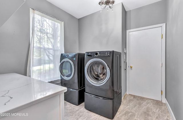 8 Armistead Ky, Colts Neck, NJ 07722 - laundry area with washing machine and dryer and light marble finish flooring