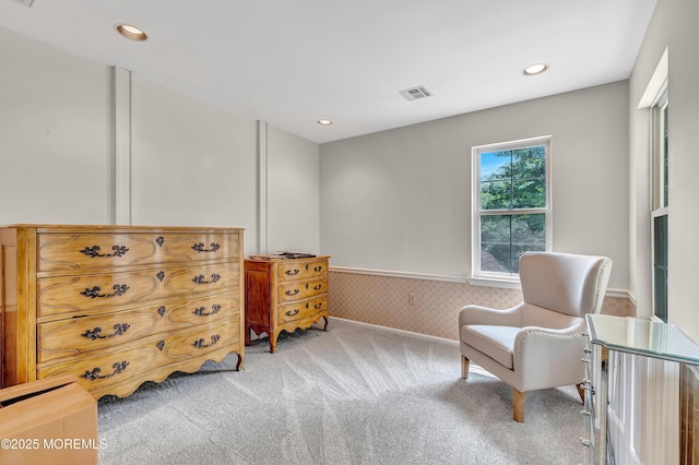 8 Armistead Ky, Colts Neck, NJ 07722 - living area featuring carpet floors, a wainscoted wall, and recessed lighting