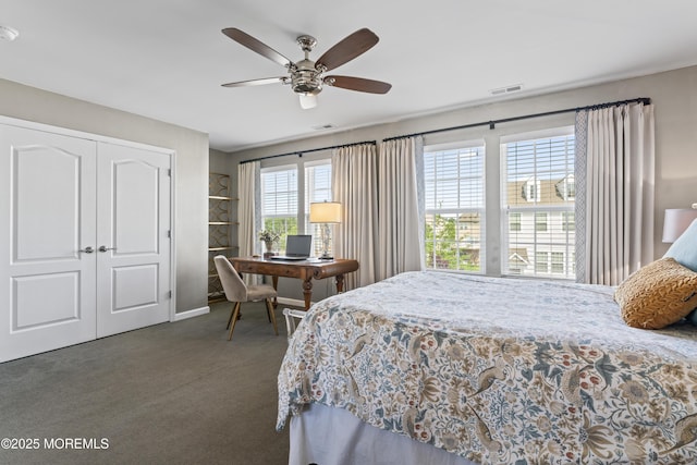 126 Waypoint Dr, Eatontown, NJ 07724 - bedroom with carpet, a closet, a desk, and ceiling fan