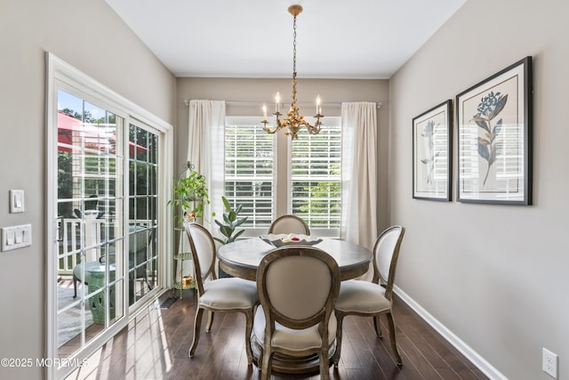 126 Waypoint Dr, Eatontown, NJ 07724 - dining area with a chandelier, plenty of natural light, and dark wood finished floors