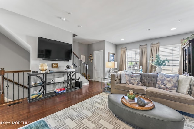126 Waypoint Dr, Eatontown, NJ 07724 - living area featuring wood finished floors, recessed lighting, and stairway