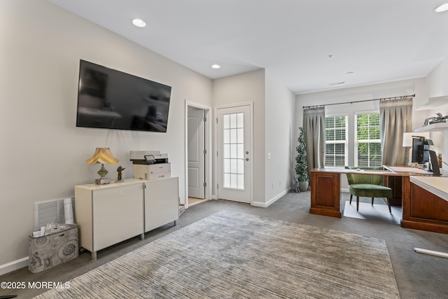 126 Waypoint Dr, Eatontown, NJ 07724 - carpeted living room featuring an office area and recessed lighting