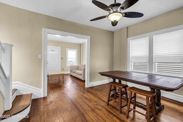 1103 A St, Belmar, NJ 07719 - dining room featuring ceiling fan and hardwood / wood-style floors