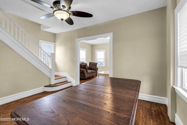 1103 A St, Belmar, NJ 07719 - entrance foyer featuring stairs, wood finished floors, and a ceiling fan