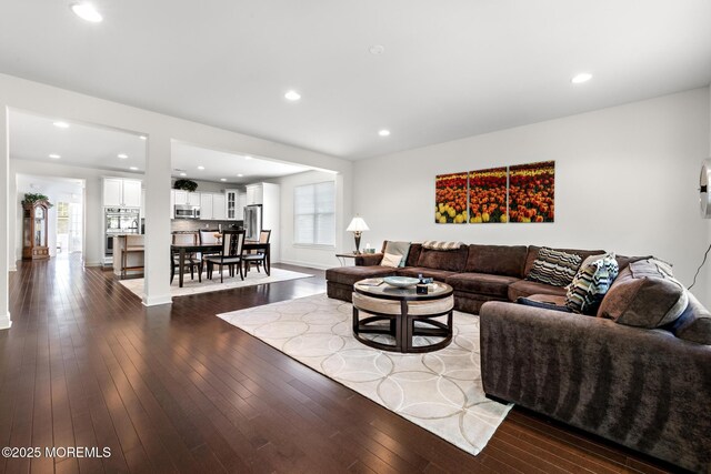 11 Starboard Ct, Little Egg Harbor, NJ 08087 - living room featuring dark wood-style floors and recessed lighting