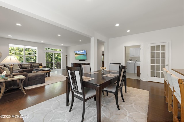 11 Starboard Ct, Little Egg Harbor, NJ 08087 - dining room featuring washing machine and clothes dryer, wood-type flooring, and recessed lighting