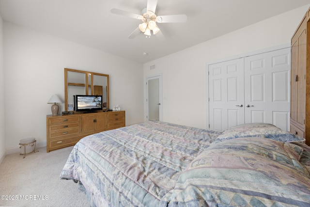 11 Starboard Ct, Little Egg Harbor, NJ 08087 - bedroom featuring light colored carpet, a closet, and a ceiling fan