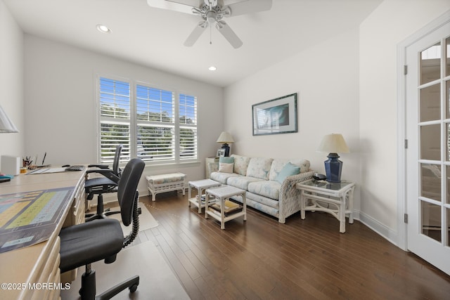 11 Starboard Ct, Little Egg Harbor, NJ 08087 - office area with a ceiling fan, hardwood / wood-style floors, and recessed lighting