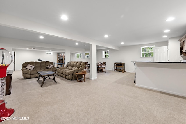 11 Starboard Ct, Little Egg Harbor, NJ 08087 - living room featuring recessed lighting and light colored carpet